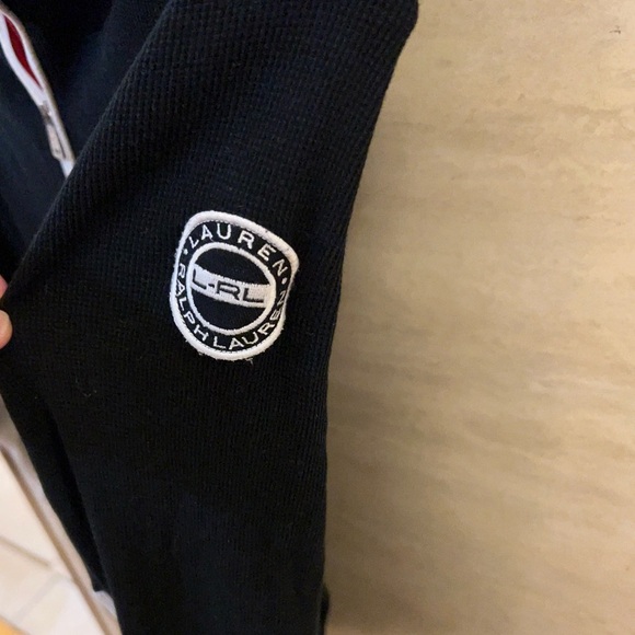 Ralph Lauren black, red, and white long-sleeve quarter-zip top. - Picture 2 of 7